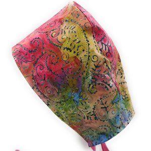 Hot Pink Paisley Batik Surgical Scrub Cap